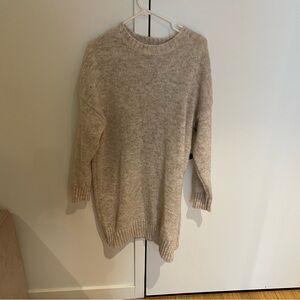 Beige Oversized Sweater Dress